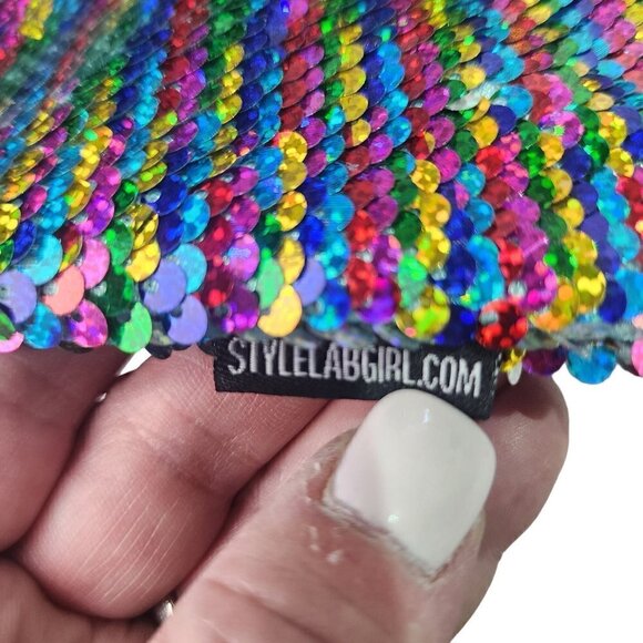 Rainbow Magic Sequin Two-Tone Reversible Flip Zip Up Pouch 9.5"L x 7.5" - Picture 3 of 10